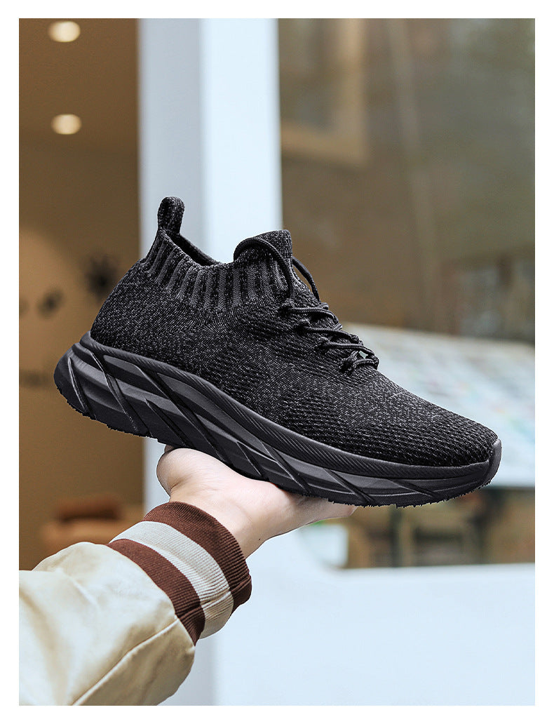 Stretch Sock Shoes Men's Plus Size Flyknit Height Increasing Leisure Sneaker