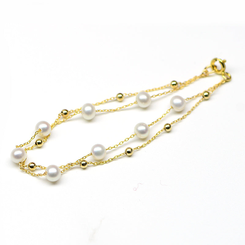 Seawater Pearl 18k Gold Adjustable Double-layer Bracelet